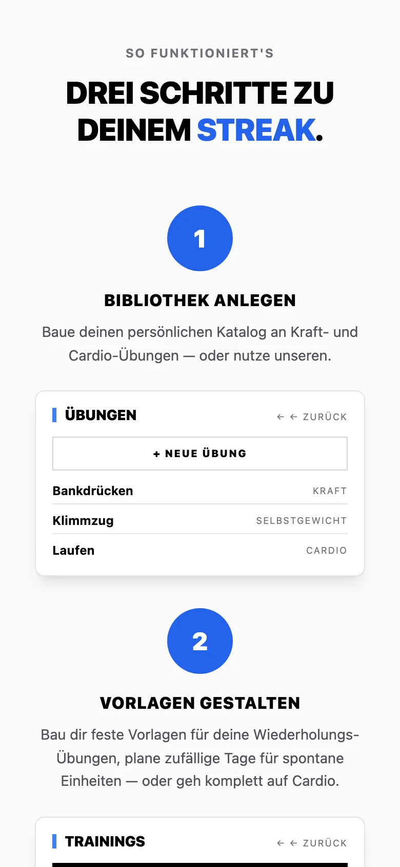 Trainingsablauf auf dem Smartphone